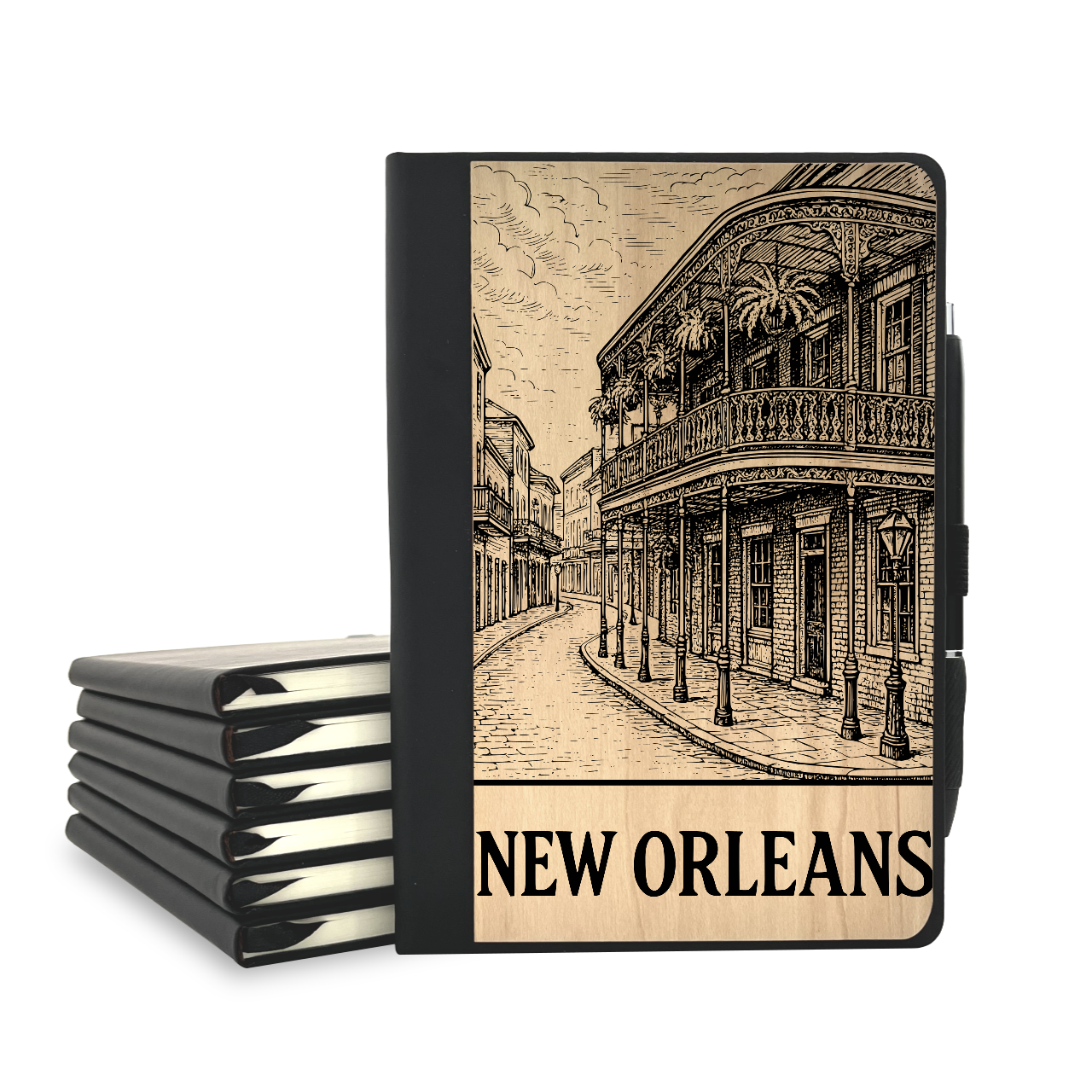 French Quarter New Orleans - Wood Cover Journal