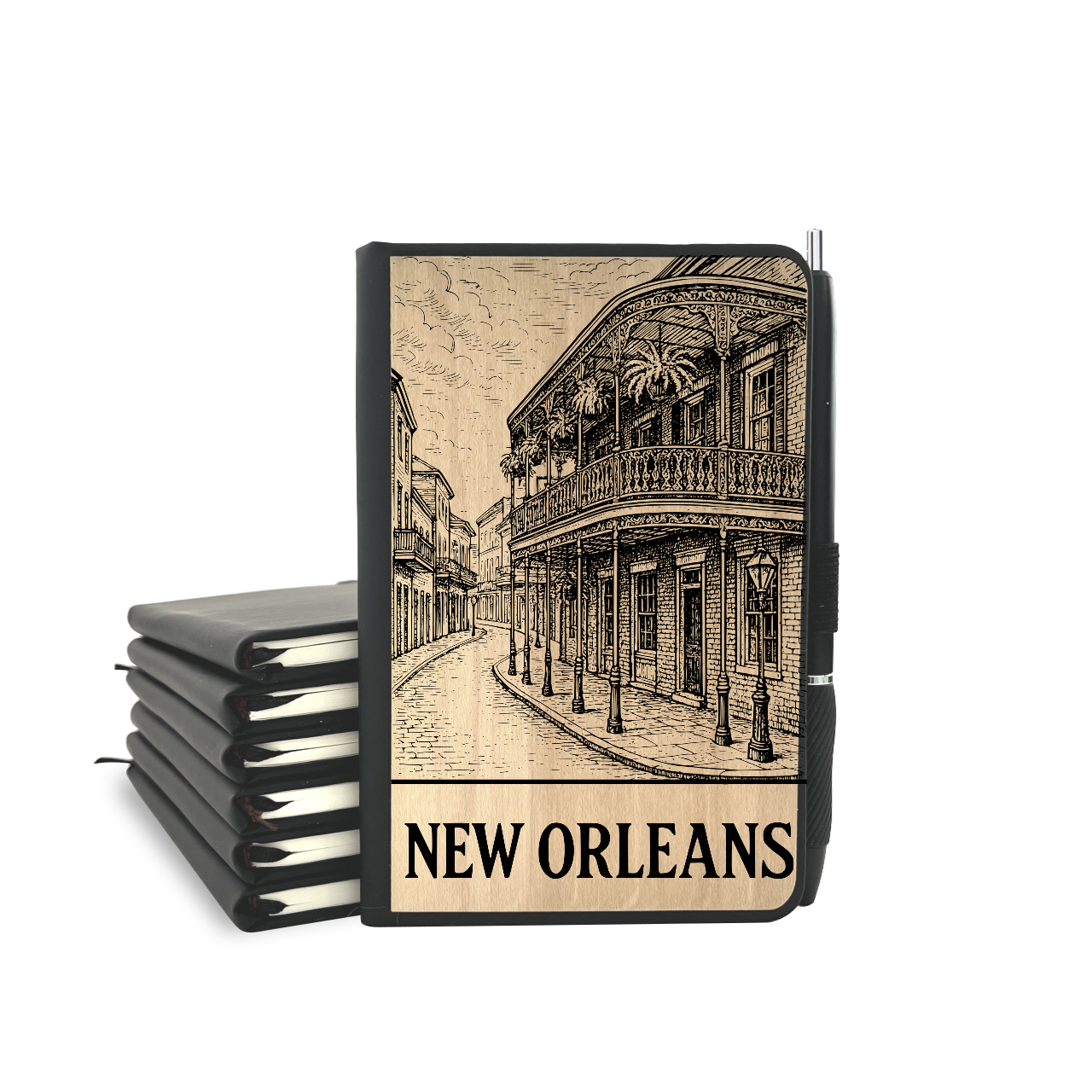 French Quarter New Orleans - Wood Cover Journal