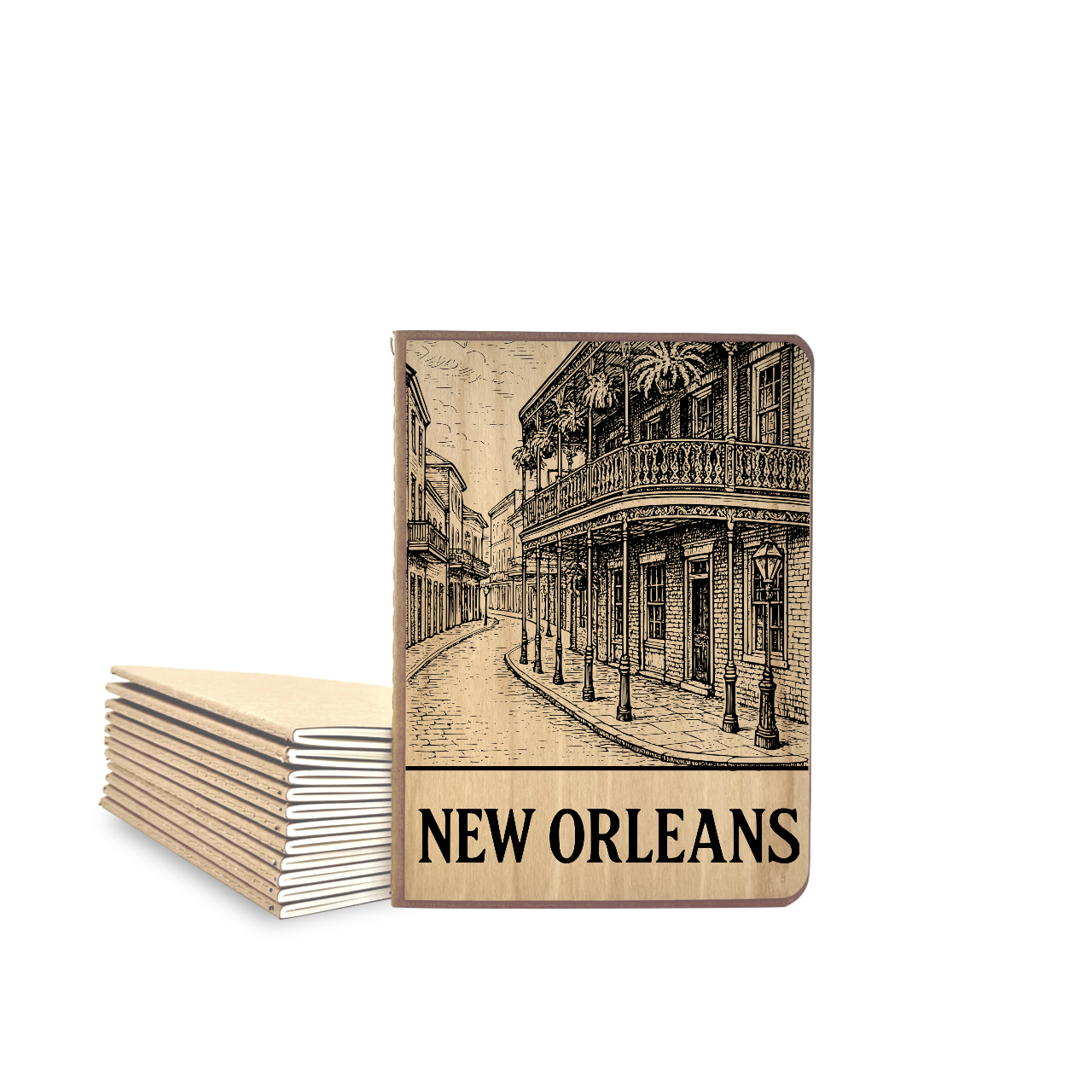 French Quarter New Orleans - Wood Cover Journal