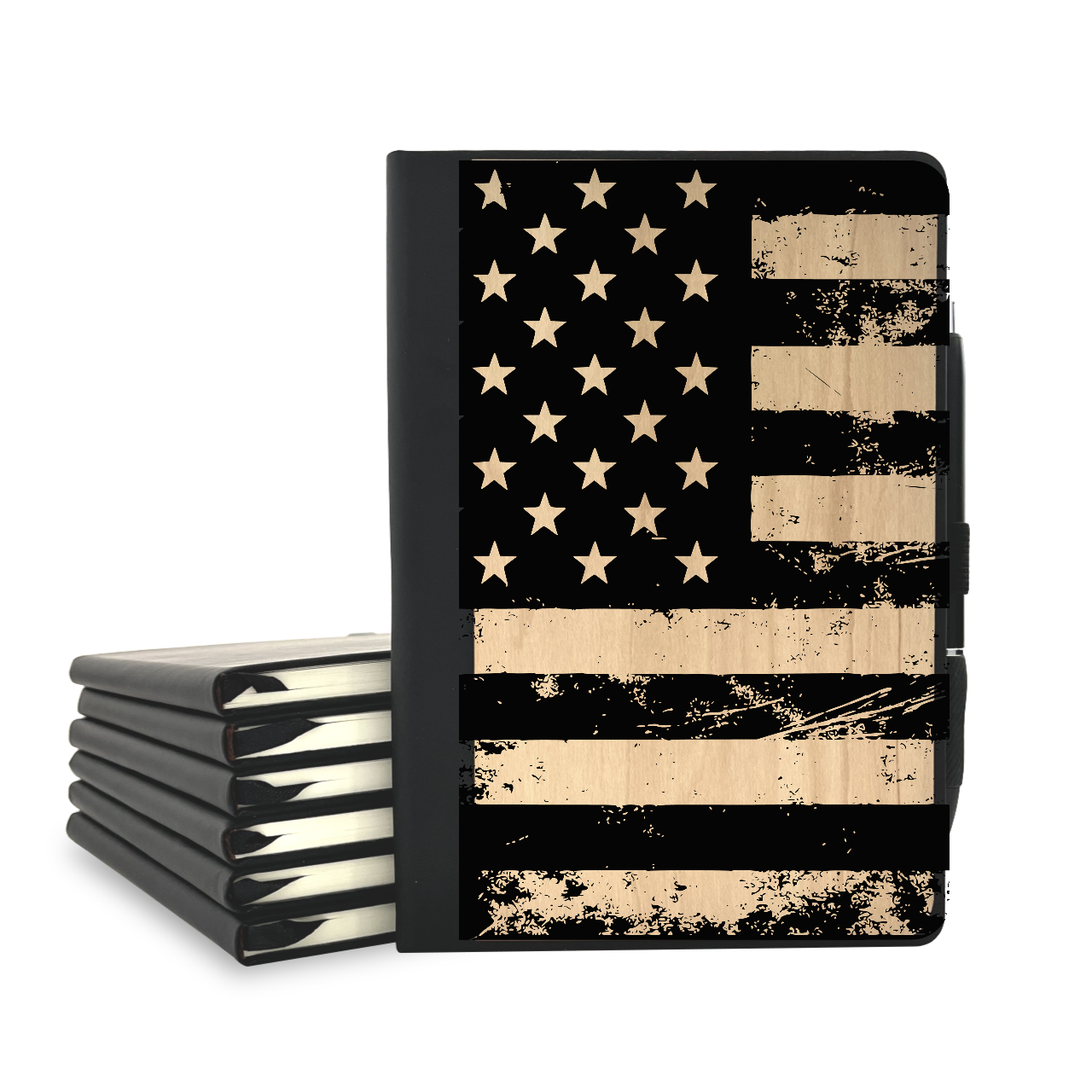 Rustic US Flag - Wood Cover Journal
