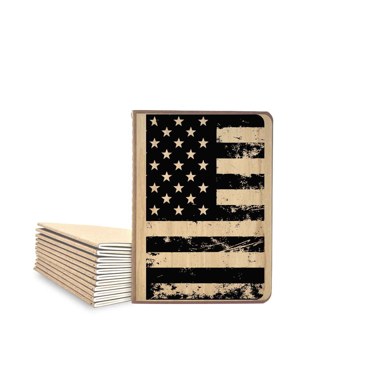 Rustic US Flag - Wood Cover Journal