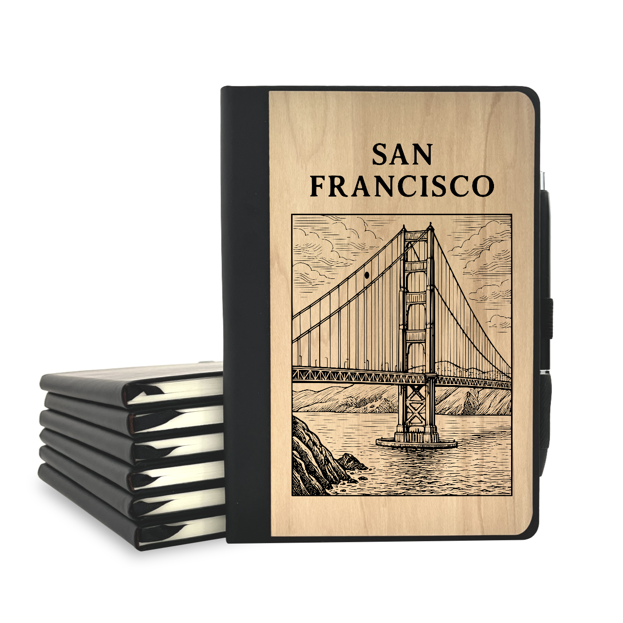 SF Golden Gate Bridge - Wood Cover Journal