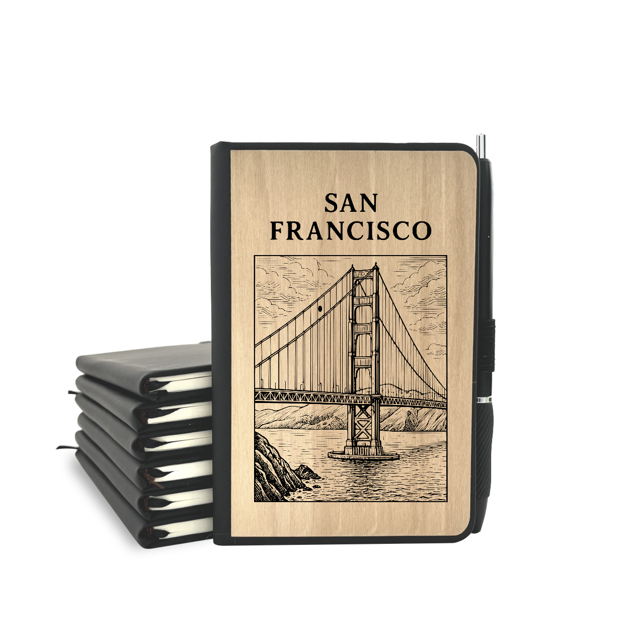 SF Golden Gate Bridge - Wood Cover Journal