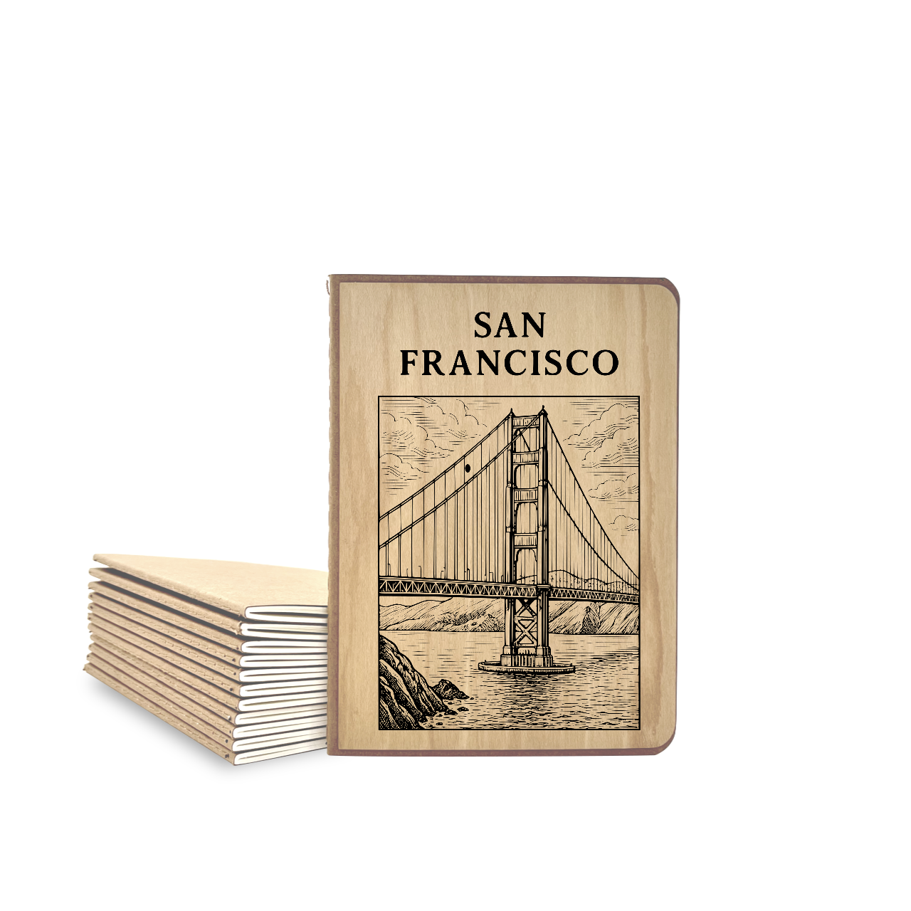 SF Golden Gate Bridge - Wood Cover Journal