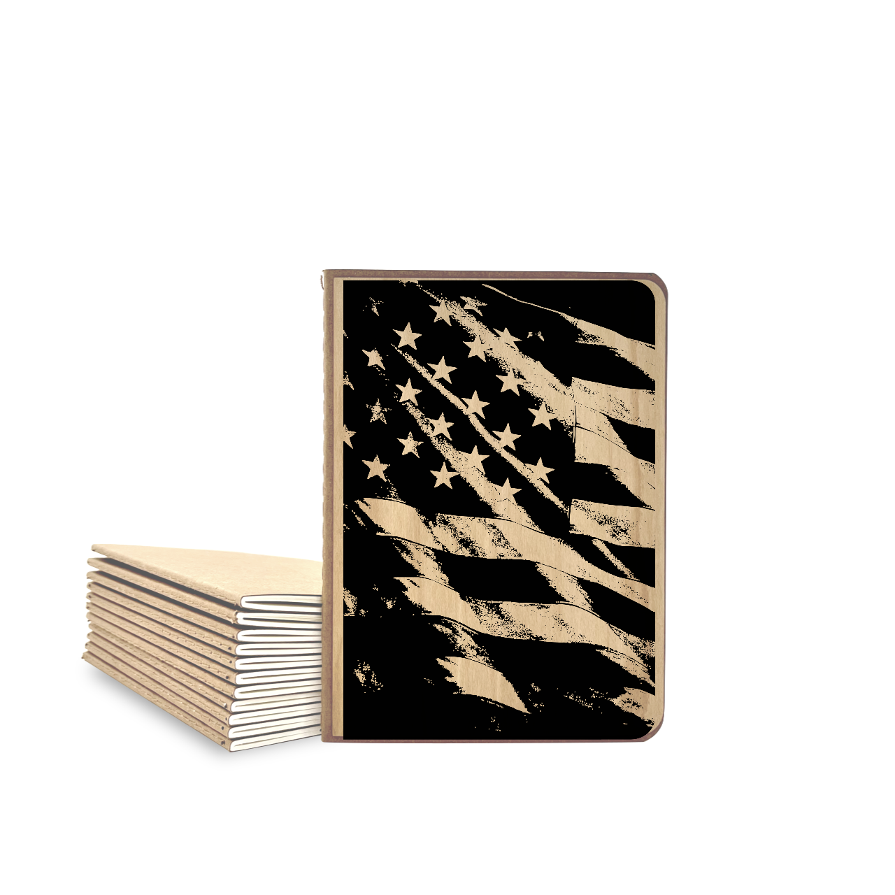US Flag - Wood Cover Journal