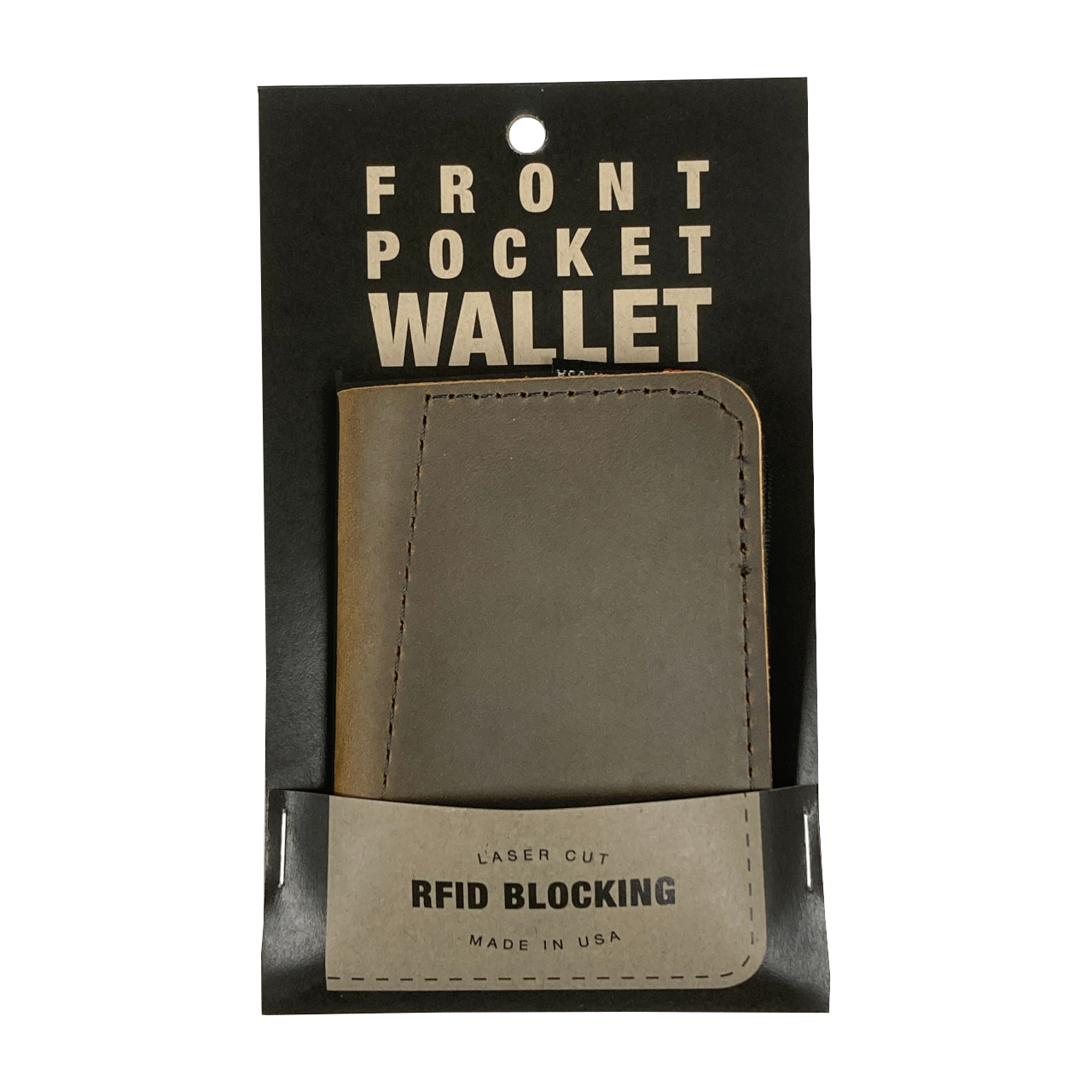 Packaging front for Front Pocket Wallet - RFID Blocking - Made In USA - Real Leather