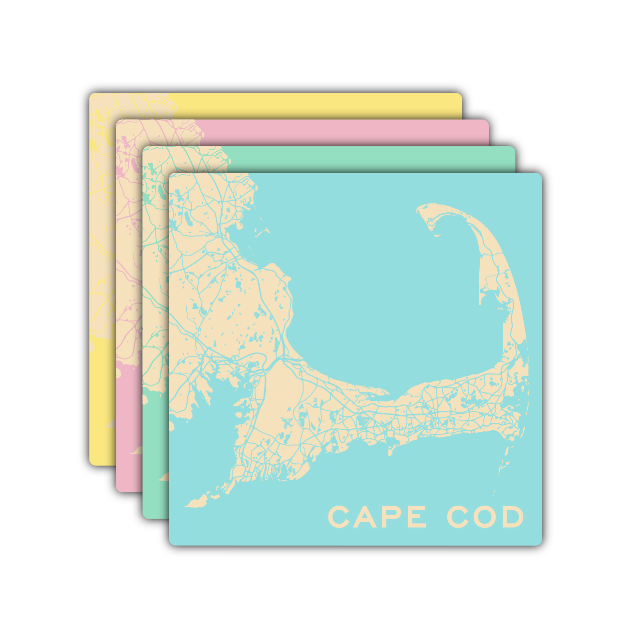 Custom Map Painted Wood Coaster