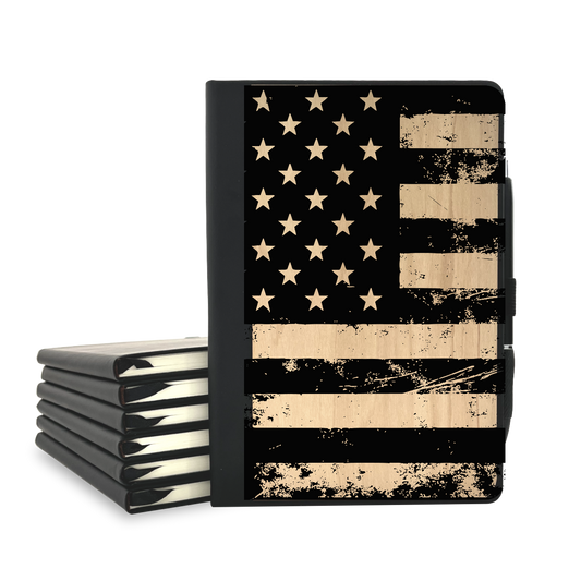 Rustic US Flag - Wood Cover Journal