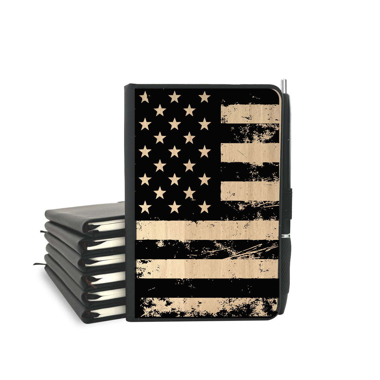 Rustic US Flag - Wood Cover Journal